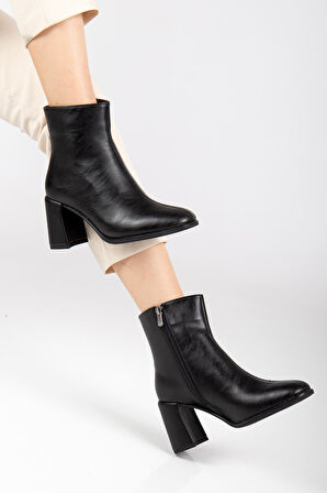 Suins Lilya Model Premium Model Kadın Kahve Siyah Bot 7 Cm Topuk Yüksekliği 