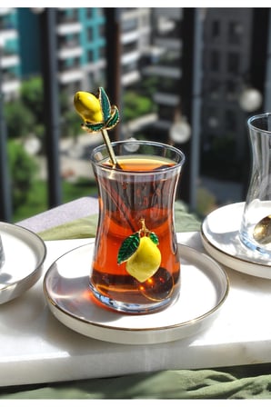 18 Parça Limon Dekorlu Çay Seti Limonlu Çay Takımı