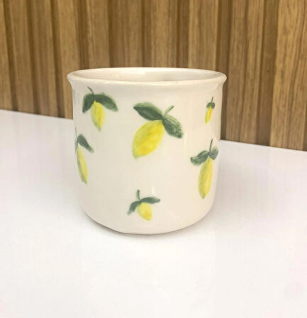 Limon Desenli Tamamen El Yapımı Seramik Mug Kupa Handmade Kahve Fincanı