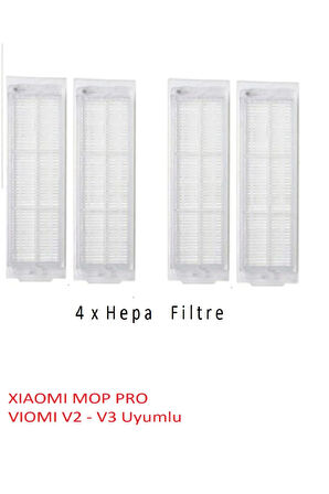 Vıomı V2 V3 - Xıaomı Mop Pro Uyumlu Hepa Filtre - 4 Adet