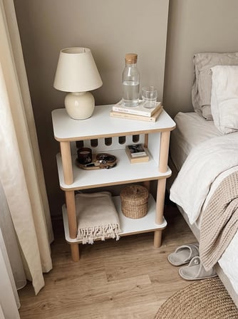 Linde Beyaz-Rota Komodin Minimalist MDF lam ve Ahşap ayaklı Tasarım ; Yatak odası - Oturma odası - Ofis