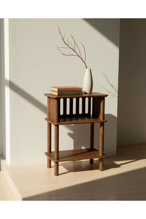 Linde Ceviz Komodin Minimalist MDF lam ve Ahşap ayaklı Tasarım ; Yatak odası - Oturma odası - Ofis
