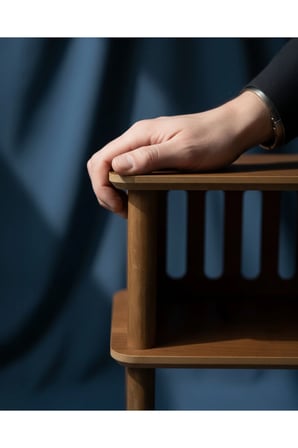 Linde Ceviz Komodin Minimalist MDF lam ve Ahşap ayaklı Tasarım ; Yatak odası - Oturma odası - Ofis