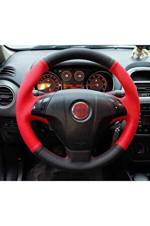 Fiat Linea Araca Özel Direksiyon Kılıfı (ıthal Deri Düz Kırmızı-siyah)