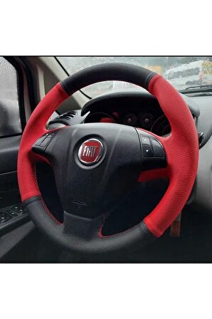 Fiat Linea Araca Özel Direksiyon Kılıfı (ıthal Deri Düz Kırmızı-siyah)