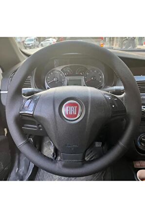 FİAT LİNEA ÜNİVERSAL DİKMELİ DİREKSİYON KILIFI (DÜZ SİYAH DERİ)