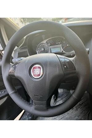 FİAT LİNEA ÜNİVERSAL DİKMELİ DİREKSİYON KILIFI (DÜZ SİYAH DERİ)