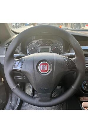 FİAT LİNEA ÜNİVERSAL DİKMELİ DİREKSİYON KILIFI (DÜZ SİYAH DERİ)