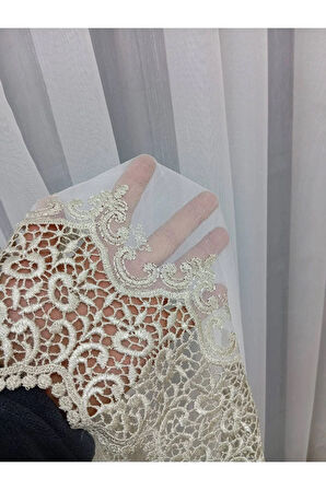 Taç Etek Aplike Eskitme Altın Gold Güpürlü Ling Sağ/Sol Fon Takım Tül Fon Perde