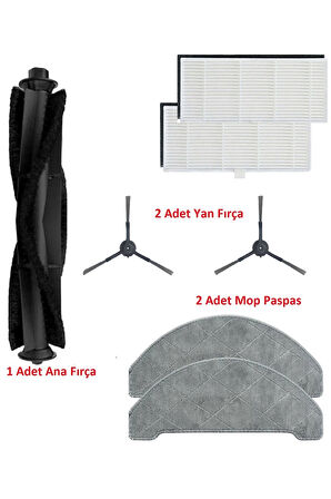 VIOMI S9 ve VIOMI M7 Pro Uyumlu Yedek Hepa Filtre Fırça Mop Seti