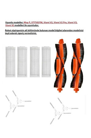 Xiaomi Mop PRO ve Viomi V2 Pro uyumlu yedek fırça filtre seti
