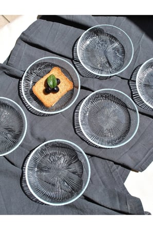 6'lı Cam Kase Mini Kahvaltılık Çerezlik Meze Tabağı 12 Cm İkramlık- Linya