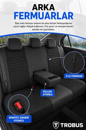 Hyundai Kona 2017 ve Sonrası Araca Uyumlu Premium Tay Tüyü Koltuk Kılıfı Liona Serisi Siyah Beyaz