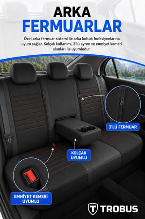 Peugeot 407 2004-2011 Araca Uyumlu Premium Tay Tüyü Koltuk Kılıfı Liona Serisi Siyah Kırmızı