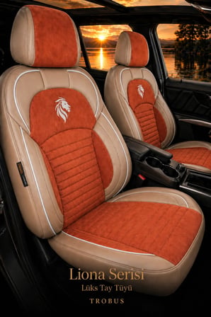Volkswagen Jetta 2010 ve Sonrası Araca Uyumlu Premium Tay Tüyü Koltuk Kılıfı Liona Serisi Tarçın