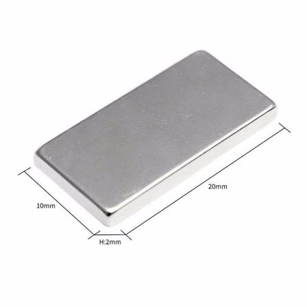 100 Adet 20x10x2 mm Neodyum Mıknatıs Köşeli Magnet N35 Nikel Kaplama Güçlü Kaliteli Dayanıklı ( Lisi