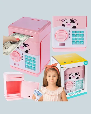 Çocuklar İçin Pembe ATM Görünümlü Elektronik Kumbara - Lisinya