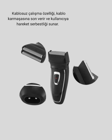Kablosuz Tıraş Makinesi Çift Başlıklı Kuru Tıraş Folyo Başlık Şarj Göstergeli - Lisinya