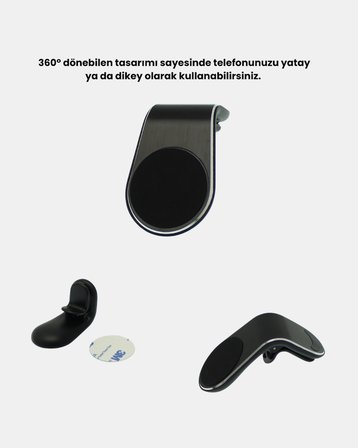 Manyetik Araç Telefon Tutucu 360° Dönebilen ve Sarsıntısız Güçlü Mıknatıslı - Lisinya