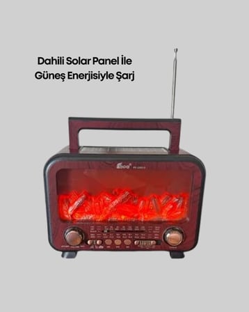 Solar Şarjlı Şömine Işıklı Bluetooth Hoparlör – Radyo, USB, TF Kart Destekli - Lisinya