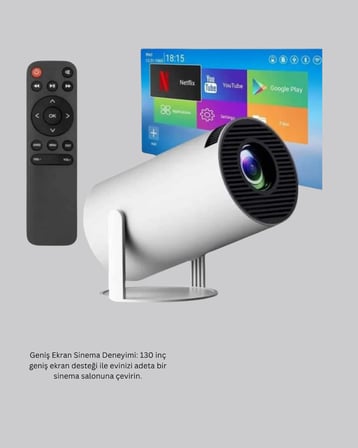 4K Destekli Full HD Projeksiyon Cihazı – 130 inç Geniş Ekran, WiFi ve HDMI Bağlantılı - Lisinya