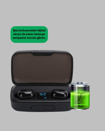 10 Metre Çekim Mesafeli Hafif Tasarımlı Bluetooth Kulaklık ve Şarj Kutusu Seti - Lisinya