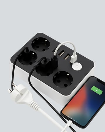 7 Cihazı Aynı Anda Destekleyen 3 USB Portlu 4’lü Priz - Lisinya