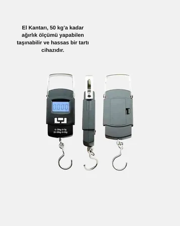Portatif Dijital El Kantarı – Bavul, Kargo ve Paket Tartı Cihazı 50 Kg - Lisinya