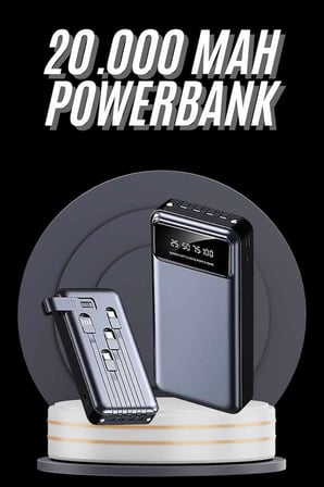 Hızlı Şarj Özellikli 20.000 Mah Dijital Göstergeli USB Girişli Android ve İOS Uyumlu Powerbank - Lis