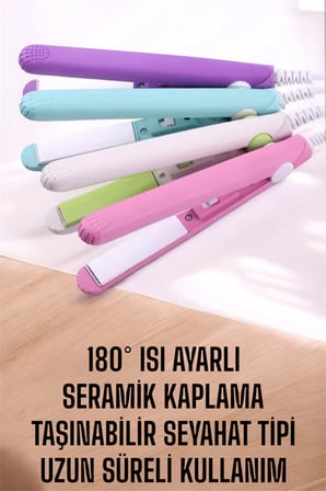 180°C Isı ve Uzun Süre Kalıcı Düzlük Sağlayan Mini Saç Düzleştirici - Lisinya