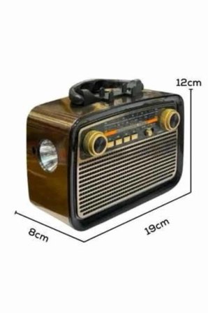 Nostaljik Görünümlü Ahşap Radyo TF SD USB Girişli Led Fener Işıklı - Lisinya