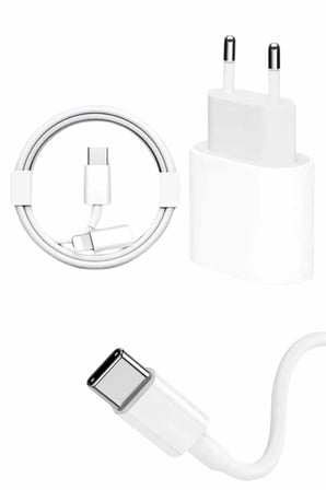 15/Pro/Pro Max 20W İOS Uyumlu Hızlı Şarj Aleti Adaptörlü Beyaz - Lisinya