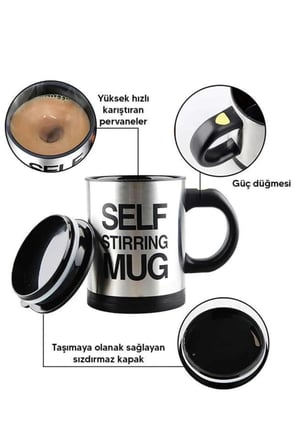 Karıştırıcı Özellikli Mikser Kupa Bardak Kompakt Taşınabilir Mug - Lisinya