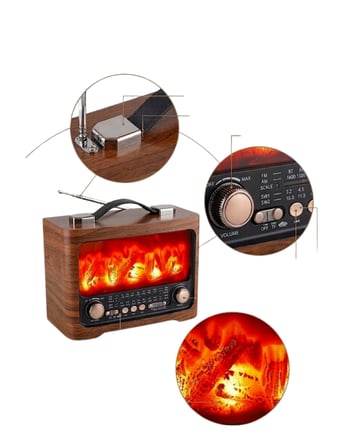 Şömine Efektli Bluetooth Hoparlör FM Radyo USB TF Kart Destekli Kablosuz Müzik Çalar - Lisinya