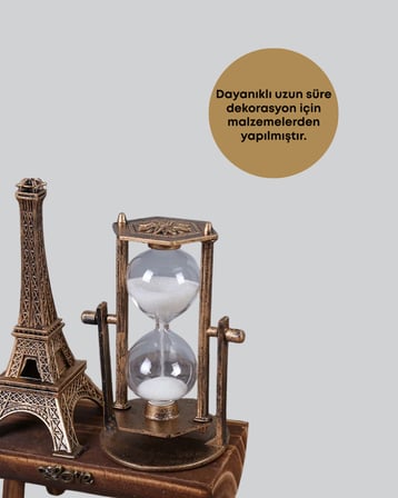 Ahşap Gövdeli Dekoratif Kum Saati – Masa Üstü El Sanatı Aksesuarı - Lisinya