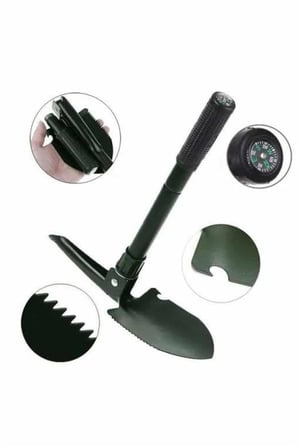 Pusulalı Katlanabilen Portatif Çantalı Mini Kazma Kürek Seti - Lisinya