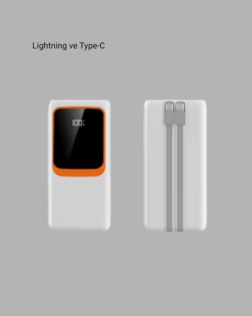 10.000 mAh Bataryalı, Dijital Göstergeli Taşınabilir Powerbank - Lisinya