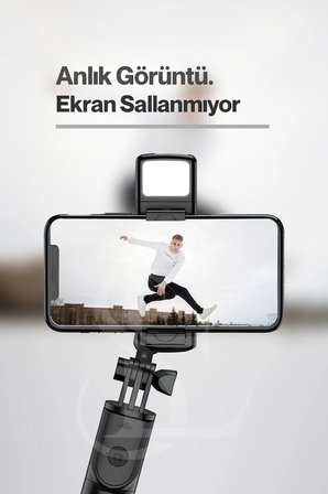 Led Işıklı Selfie Çubuğu Bluetooth Kumandalı Kablosuz Tripot Selfie Monopod Selfie Stick (Beyaz) ( L