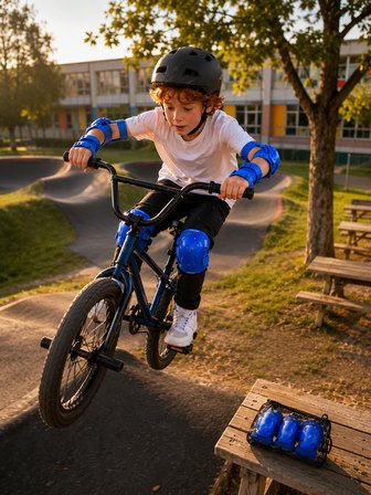 2'li Mavi Çocuk Koruyucu Spor Seti Dizlik Dirseklik El Bilek Koruyucu - Lisinya