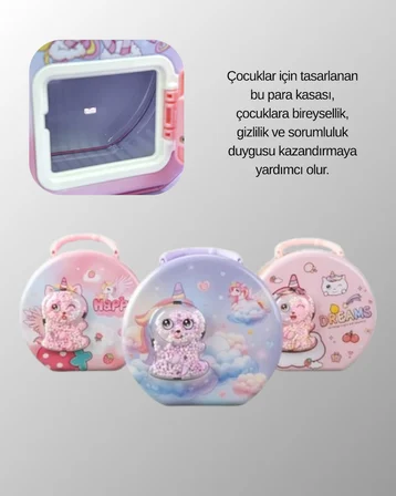 Mini Çocuk Para Kasası Güvenli Kilitli Birikim Kutusu - Lisinya