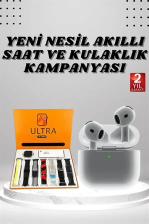 7 Kordonlu Akıllı Saat Ve 3.Nesil Kulaklık Dokunmatik Ekran Sesli Görüşme Yapabilen - Lisinya