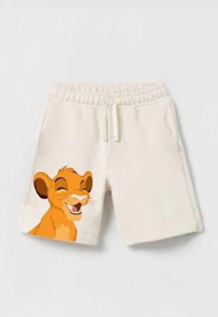 livaliva 4610 %100 Pamulu Erkek Çocuk Baskılı Şort Takım - KREM - 3-4 YAŞ