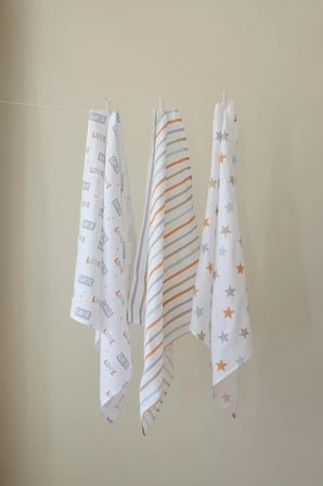Çok Amaçlı Müslin Örtü & Battaniye 3'lü Set %100 Pamuk Oeko-teks Sertifikalı 80x80 Cm