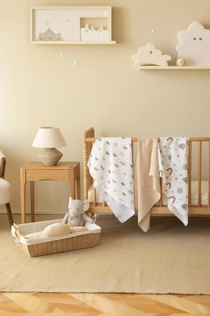 Çok Amaçlı Müslin Örtü & Battaniye 3'lü Set %100 Pamuk Oeko-teks Sertifikalı 80x80 Cm