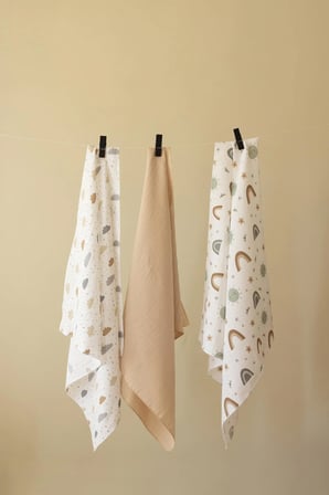 Çok Amaçlı Müslin Örtü & Battaniye 3'lü Set %100 Pamuk Oeko-teks Sertifikalı 80x80 Cm