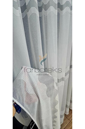 Farbateks Dikim Lizvon Gri Anatrasit Cizgili 1/2 Kat Pileli Tül Perde