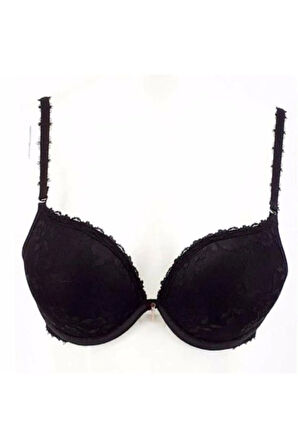 Kadın Siyah 2 Beden Büyük Gösteren Dantel Sütyen 7005 Loanna