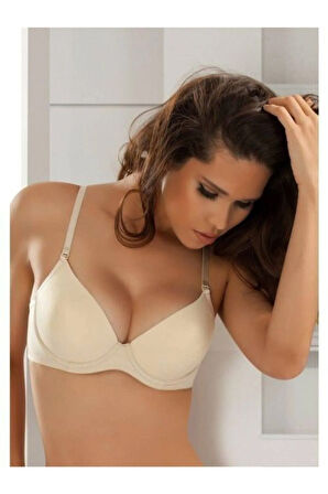 Kadın Bej Micro Kaplı Sihirli Destekli Dolgulu Sutyen 7034