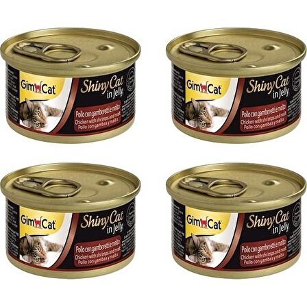 Gimcat Shinycat Jel İçinde Tavuk Karides ve Malt Özlü Konserve 70 Gr X 4