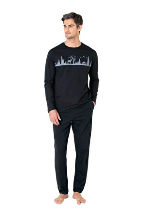 Erkek Uzun Kollu Bisiklet Yaka Pijama Takım 6104